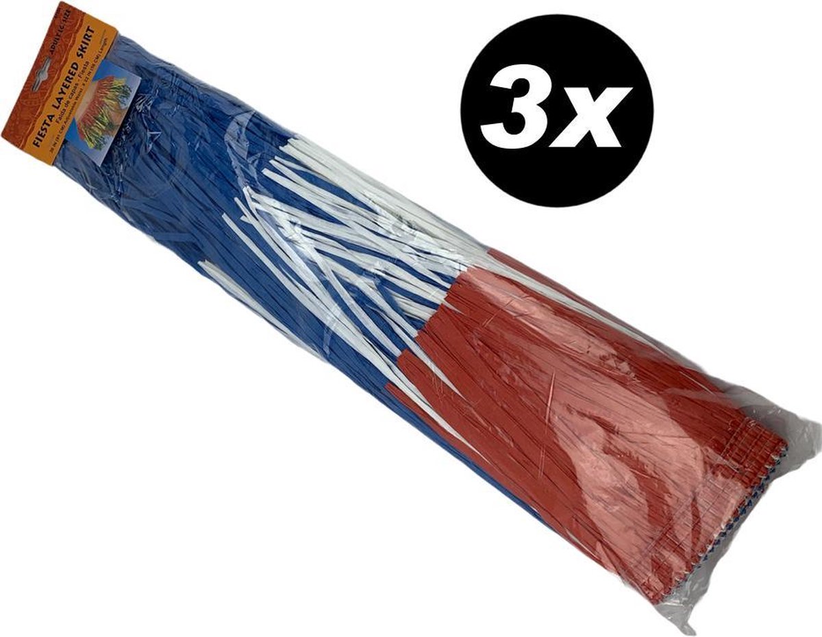 3 stuks - Hawaii rokje Nederlandse vlag - Rood - Wit - Blauw - voordeelverpakking