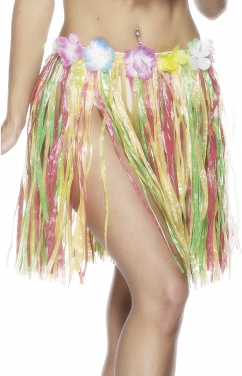 4x stuks hawaii thema carnaval verkleed rokje 45 cm voor volwassenen - Verkleedkleding dames