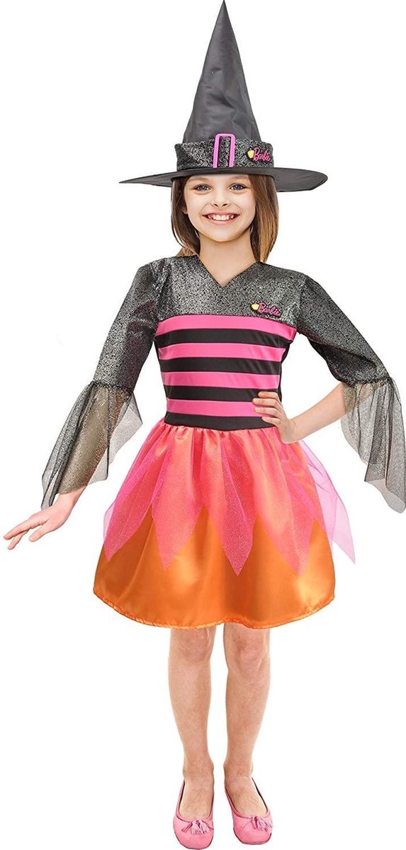 Barbie Verkleedjurk Heks Meisjes Zwart/oranje Mt 1-2 Jaar