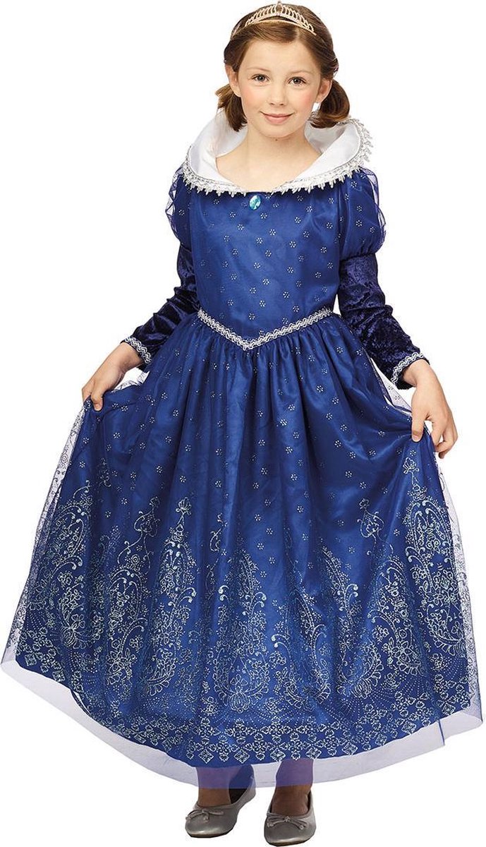Blauwe prinsessenjurk - Luxe - sneeuw prinses - maat 140