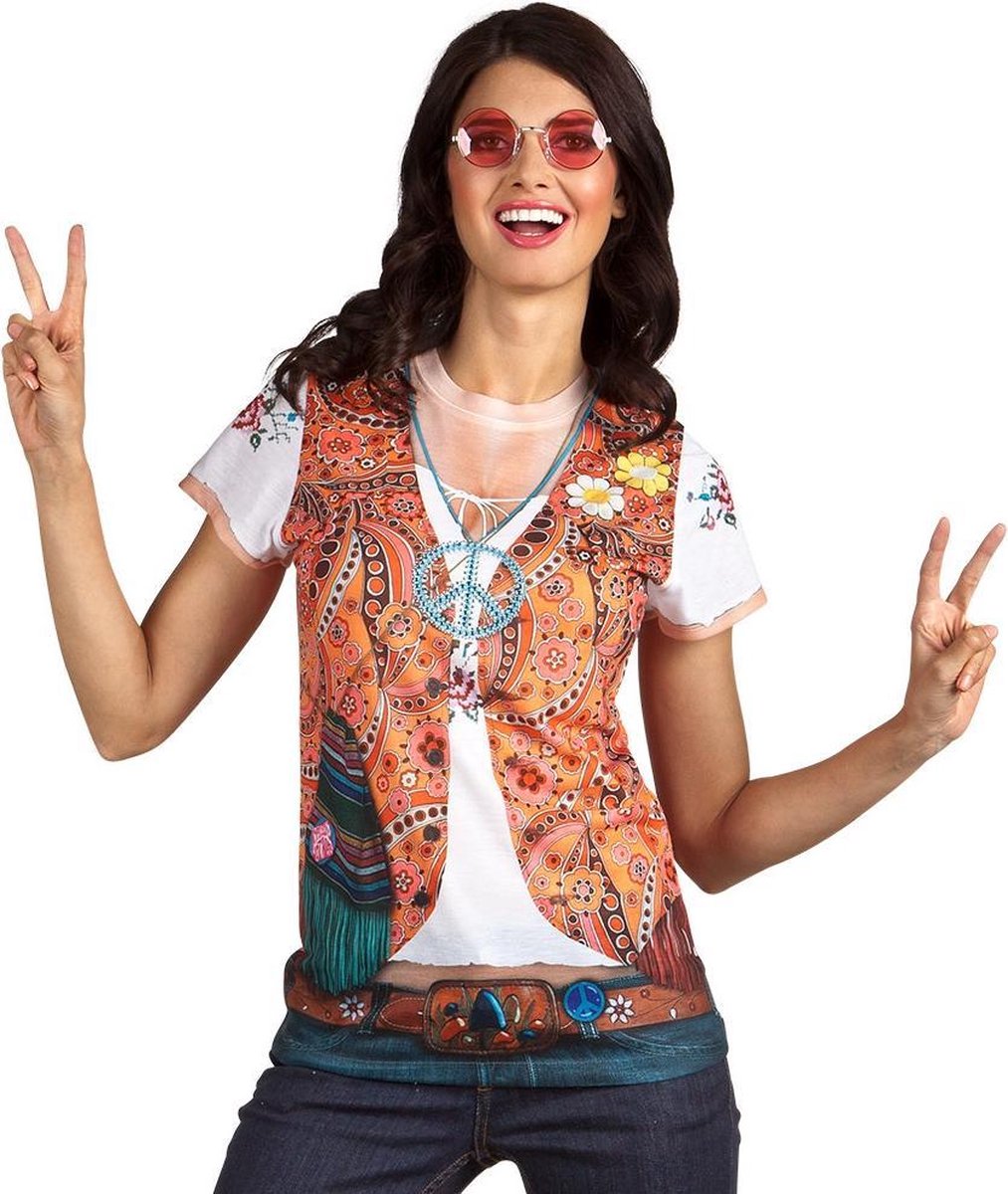 Boland - Fotorealistisch shirt Hippie - Multi - M - Volwassenen - Hippie