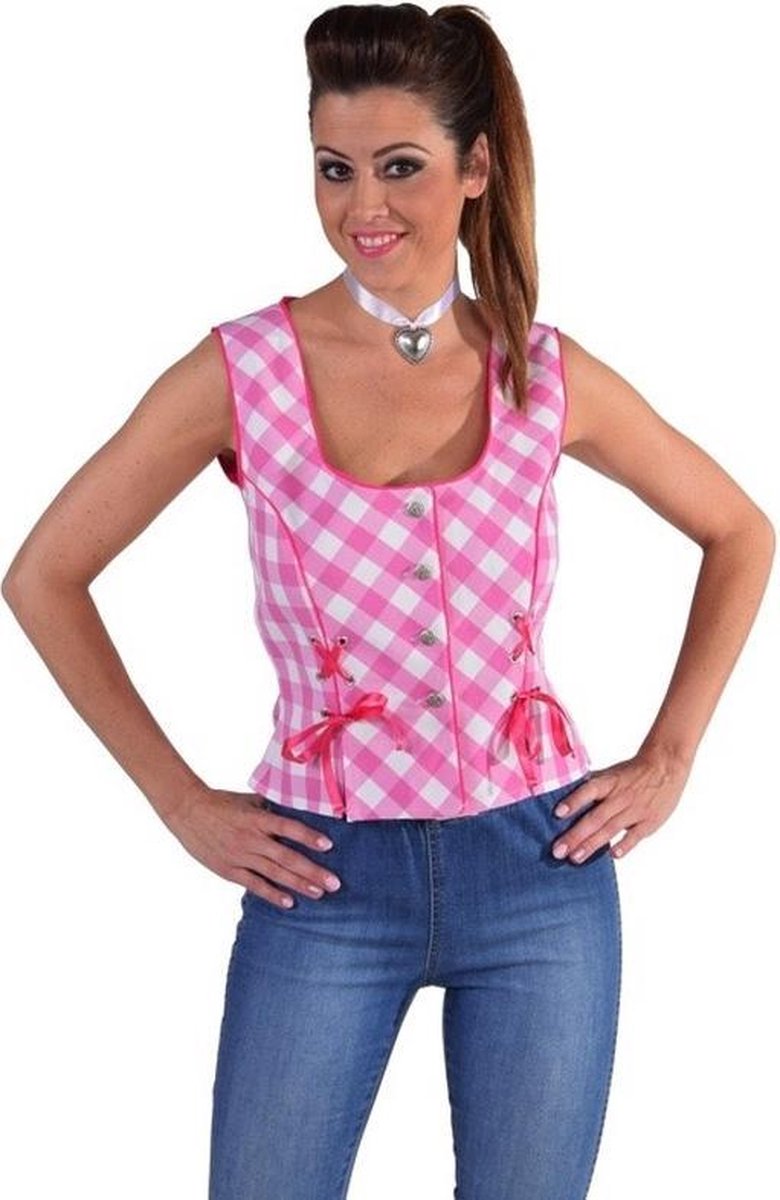 Bustier bloesje Tirol voor dames-Kleur:Roze-Maat:XXL