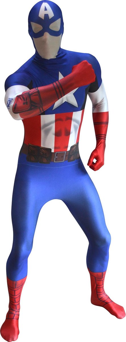 Captain America Morphsuits- kostuum voor volwassenen - Verkleedkleding - 152/160