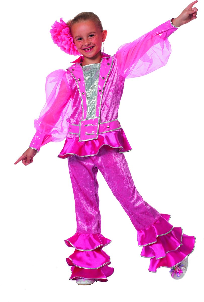 Carnavalskleding Mama Mia Abba meisje roze Maat 116