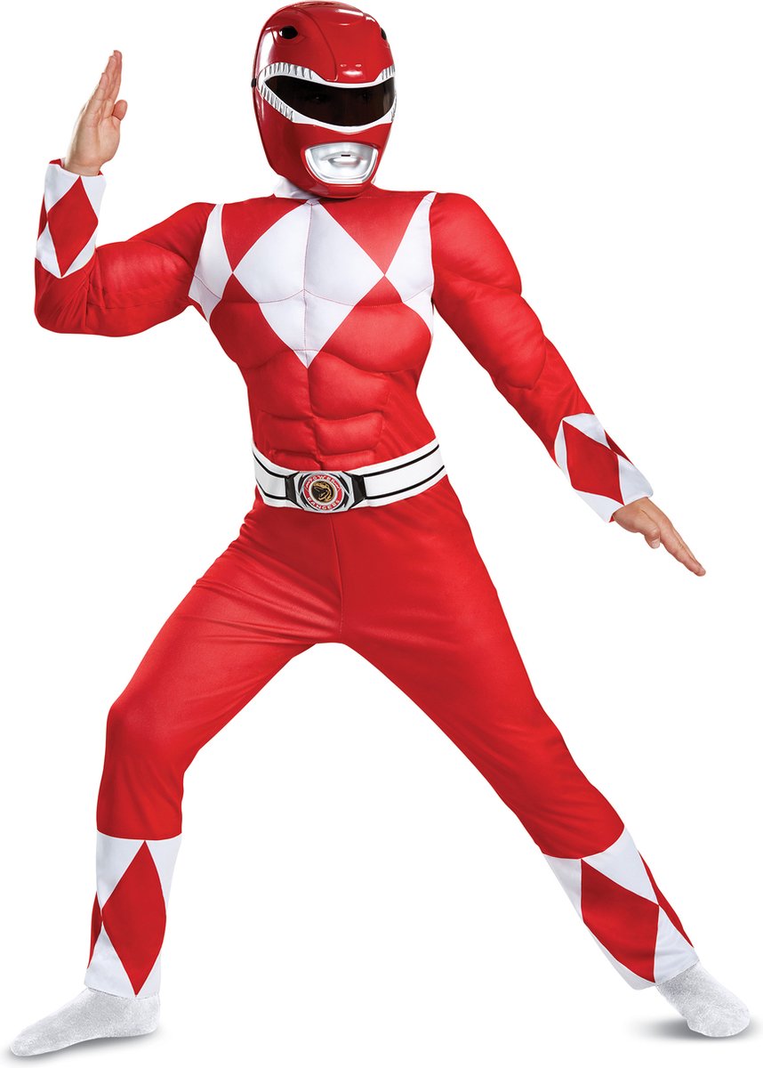 DISGUISE - Rood Power Rangers-kostuum voor kinderen - 134/152 (10-12 jaar)