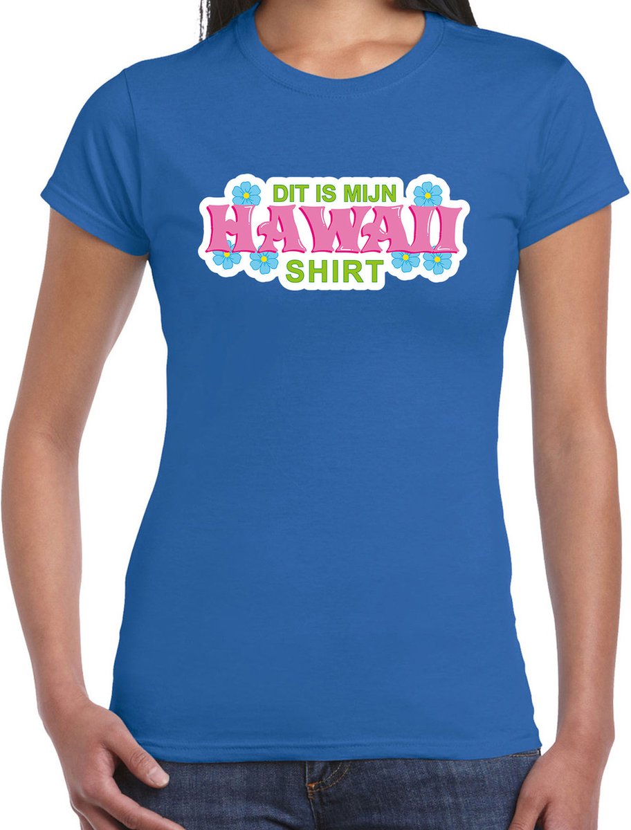 Dit is mijn Hawaii shirt blauw met roze voor dames - Zomer kleding L