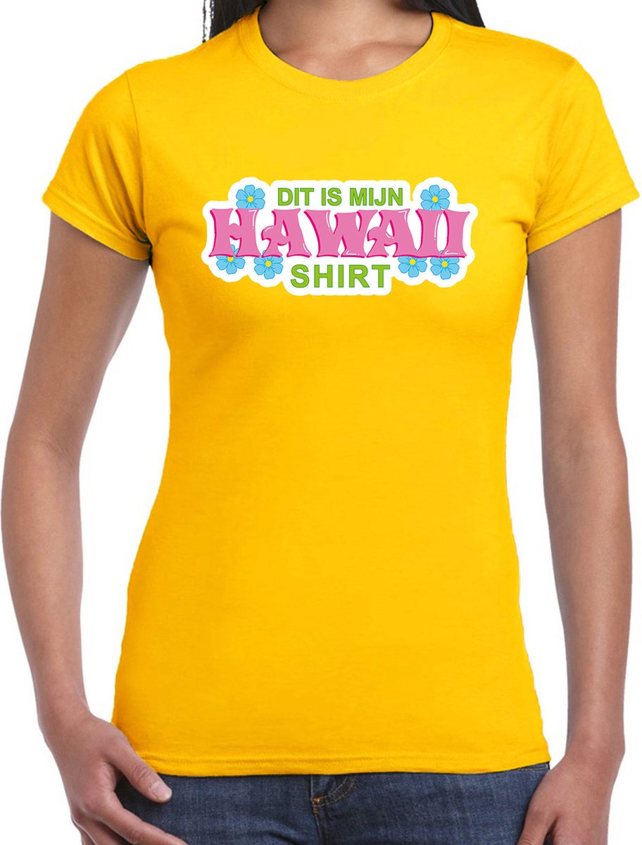 Dit is mijn Hawaii shirt geel met roze voor dames - Zomer kleding XXL
