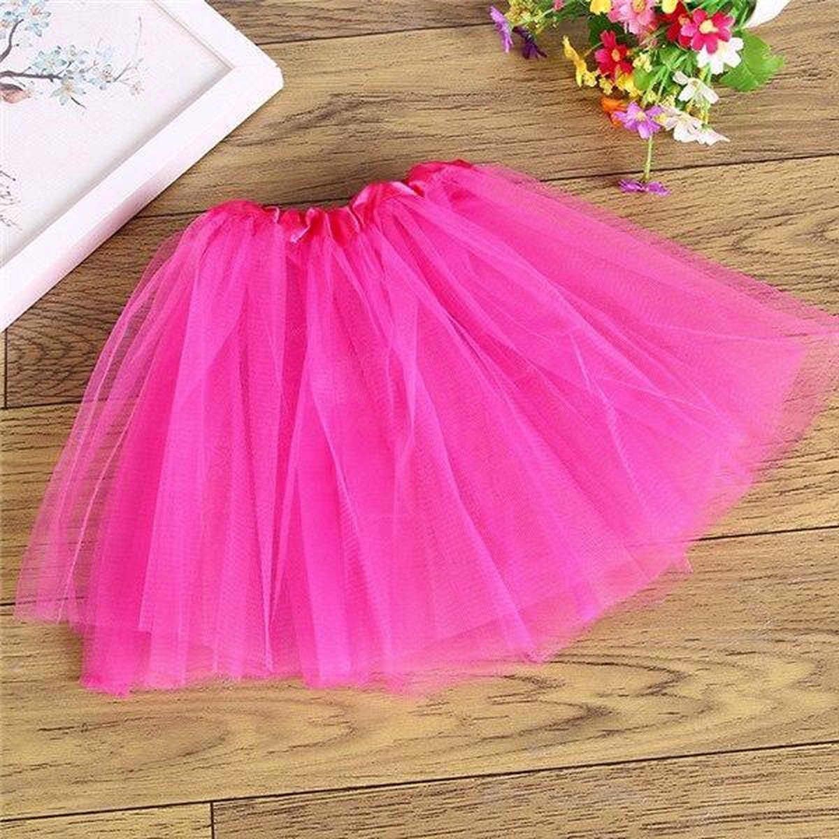 Dunne roze tule rokje petticoat tutu rok - maat 98 104 110 116 - eenhoorn onderrok ballet turnen