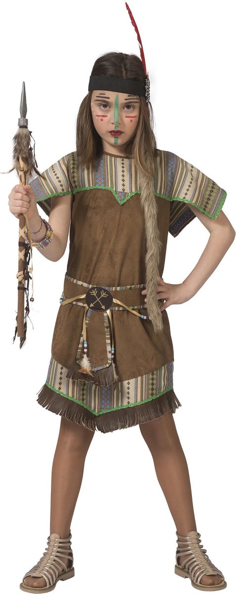 ESPA - Bruin met groen indianen kostuum voor meisjes - 116 (6-7 jaar)