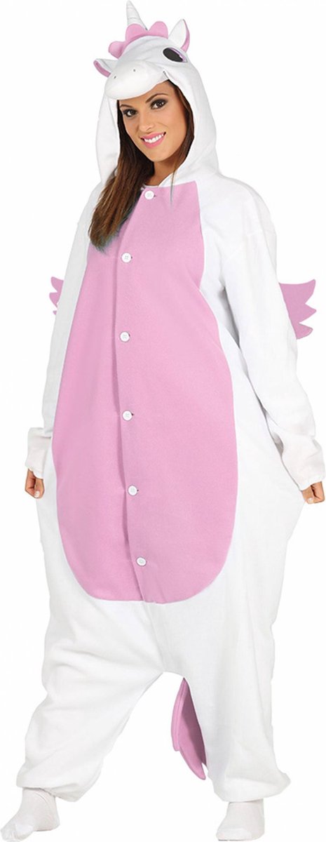 FIESTAS GUIRCA, S.L. - Wit en roze eenhoorn kostuum voor volwassenen