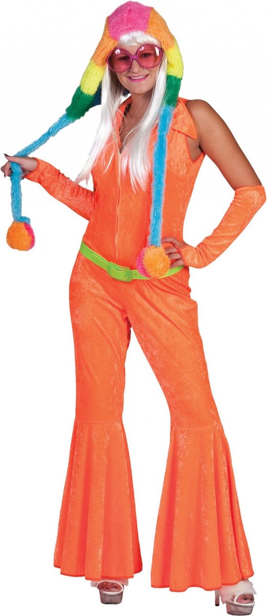 Fluo oranje discokostuum voor vrouwen - Verkleedkleding