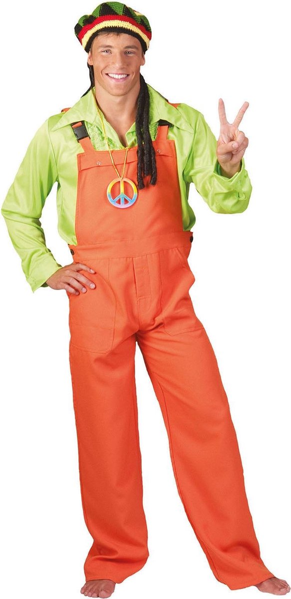 Fluo oranje tuinbroek voor volwassenen - Volwassenen kostuums