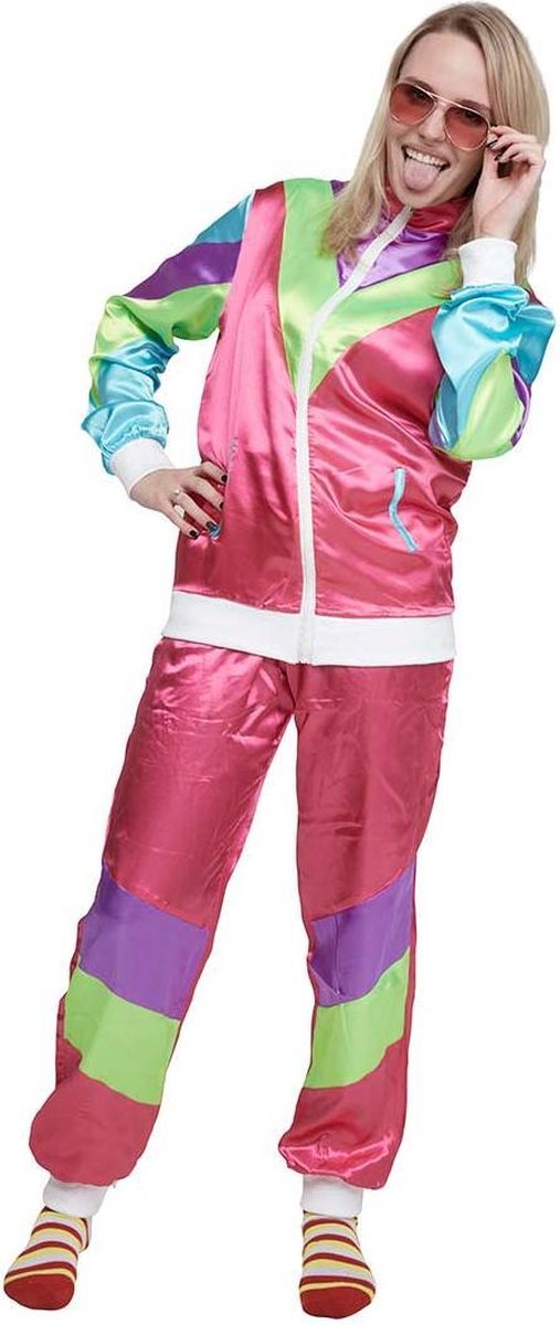 Fout trainingspak - retro - foute kleding - party outfit - Carnaval kostuum - dames - heren - 80s - roze - Maat XS/S
