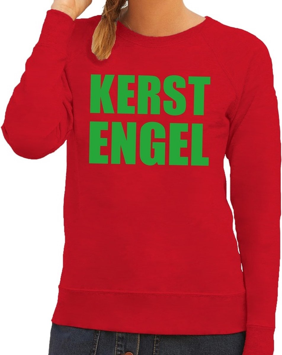 Foute kersttrui / sweater Kerst Engel rood voor dames - Kersttruien 2XL