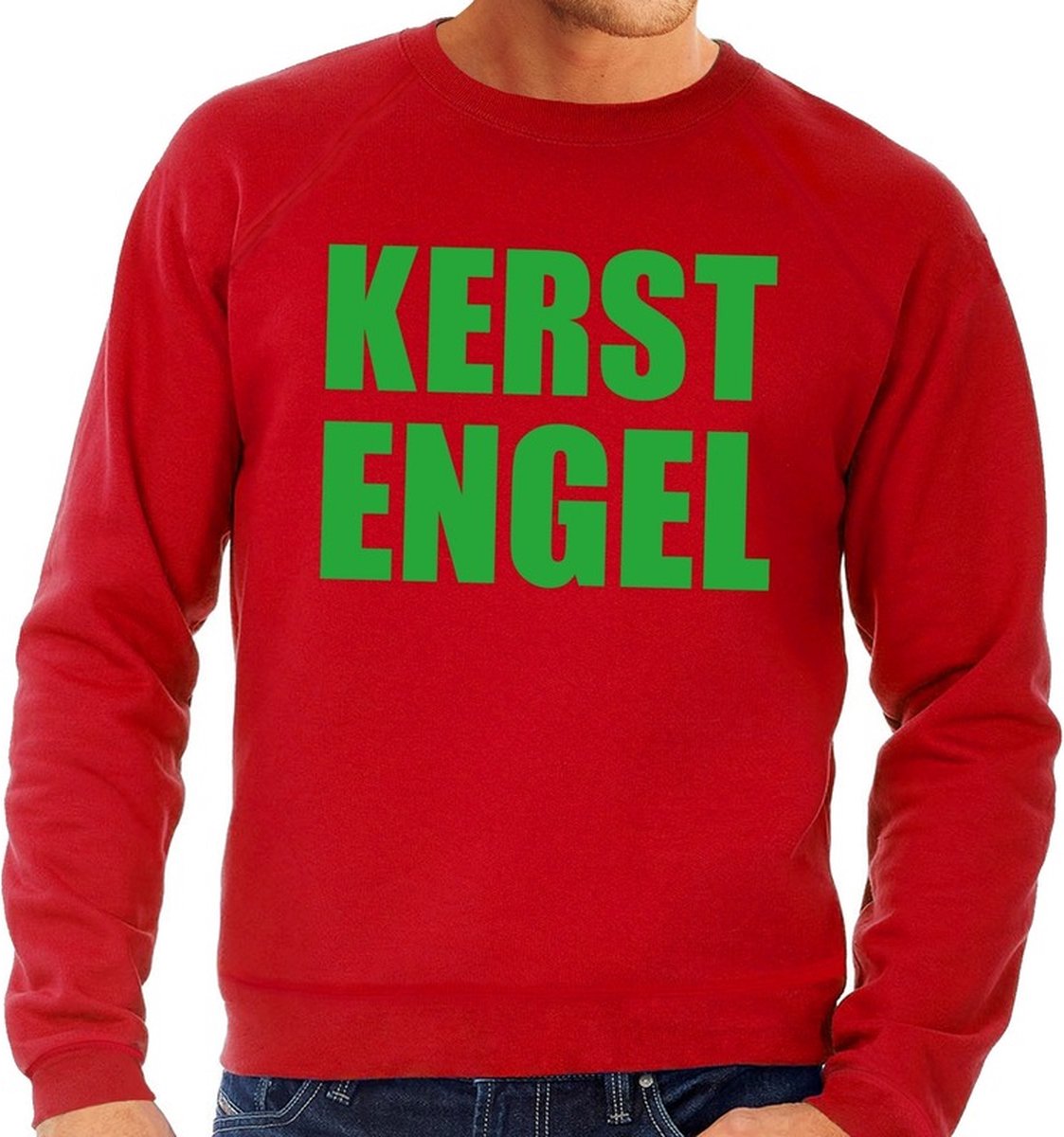 Foute kersttrui / sweater Kerst Engel rood voor heren - Kersttruien M