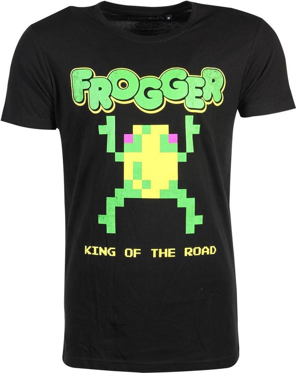 Frogger Heren Tshirt -M- The Original Pixel Frog Zwart