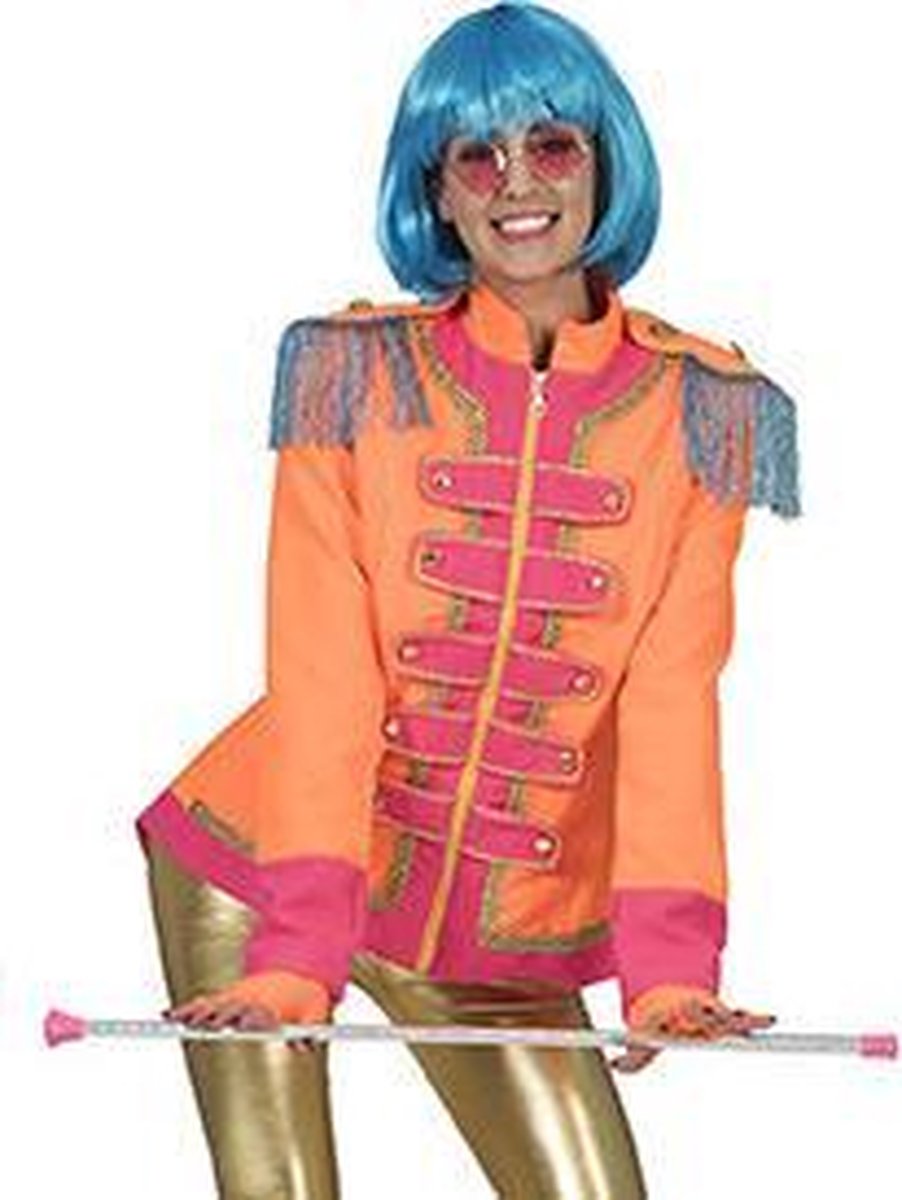 Funny Fashion - Beatles Kostuum - Beatles Lonely Hearts Club Band Jas Oranje Vrouw - oranje - Maat 36-38 - Carnavalskleding - Verkleedkleding