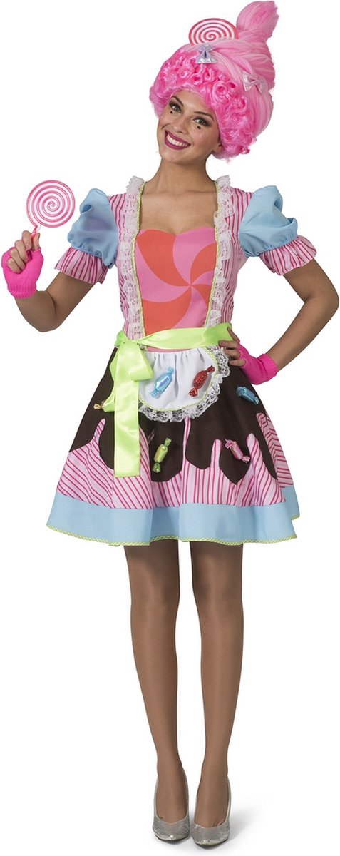 Funny Fashion -Candy Snoepje Fantasy - Vrouw - roze - Maat 36-38 - Carnavalskleding - Verkleedkleding