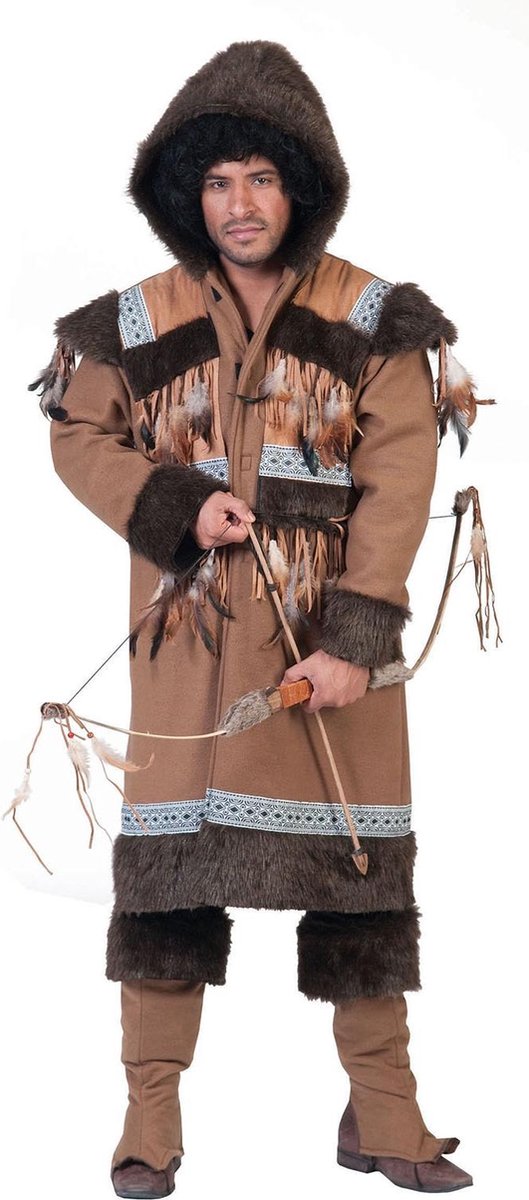 Funny Fashion - Eskimo Kostuum - Eskimo Nalu - Man - bruin - Maat 48-50 - Carnavalskleding - Verkleedkleding