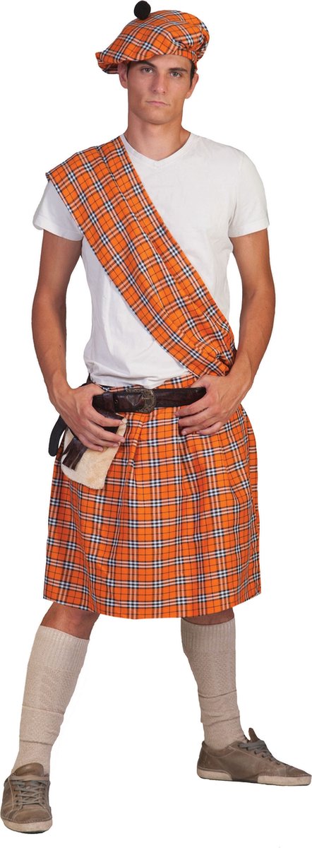 Funny Fashion - Landen Thema Kostuum - Oranje Schotse Highlander Tartan - Man - oranje - One Size - Carnavalskleding - Verkleedkleding