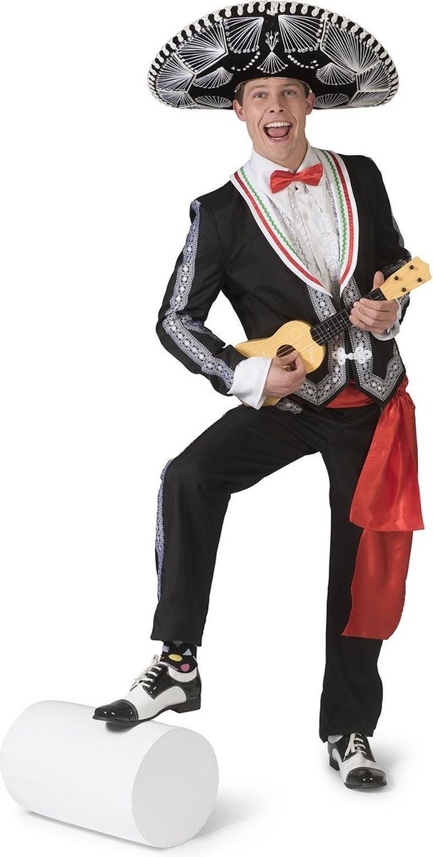 Funny Fashion - Spaans & Mexicaans Kostuum - Maximo Mexicaanse Mariachi Muzikant - Man - zwart - Maat 48-50 - Carnavalskleding - Verkleedkleding