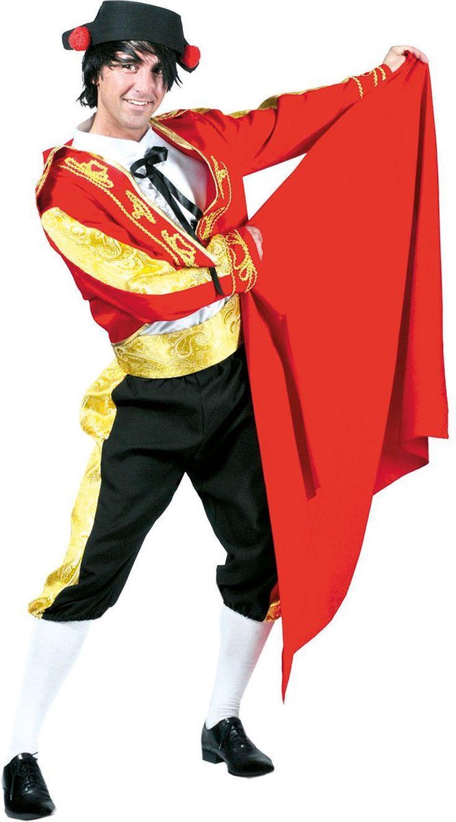 Funny Fashion - Spaans & Mexicaans Kostuum - Victor Espada Torero - Man - rood,goud - Maat 56-58 - Carnavalskleding - Verkleedkleding