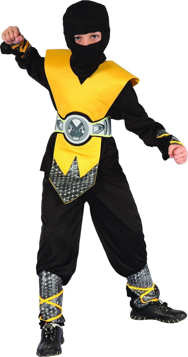 Geel ninja pak voor jongens - Verkleedkleding - 128/134