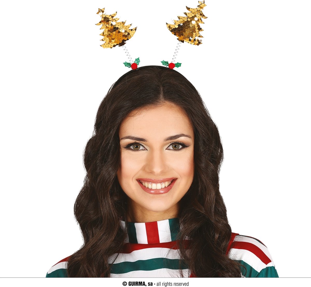 Guirma - Kerst & Oud & Nieuw Kostuum - Gouden Kerstboom Bopper Met Pailletten - goud - Kerst - Verkleedkleding