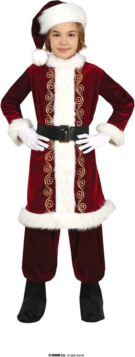 Guirma - Kerst & Oud & Nieuw Kostuum - Luxe Santa Kerstman Kind - Jongen - rood,wit / beige - 3 - 4 jaar - Kerst - Verkleedkleding