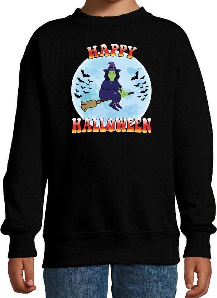 Halloween Happy Halloween heks verkleed sweater zwart voor kinderen - horror heks trui / kleding / kostuum 134/146
