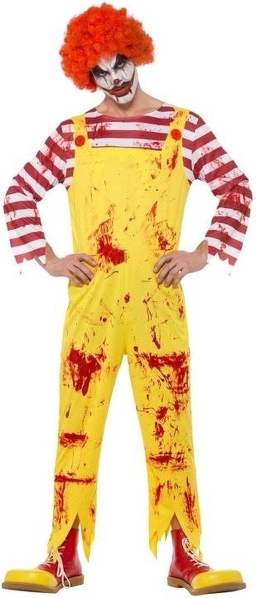 Halloween - Horror clown kostuum rood/geel voor heren 56/58