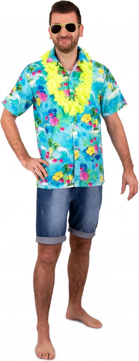 Hawaii blouse blauw met print | maat XXL