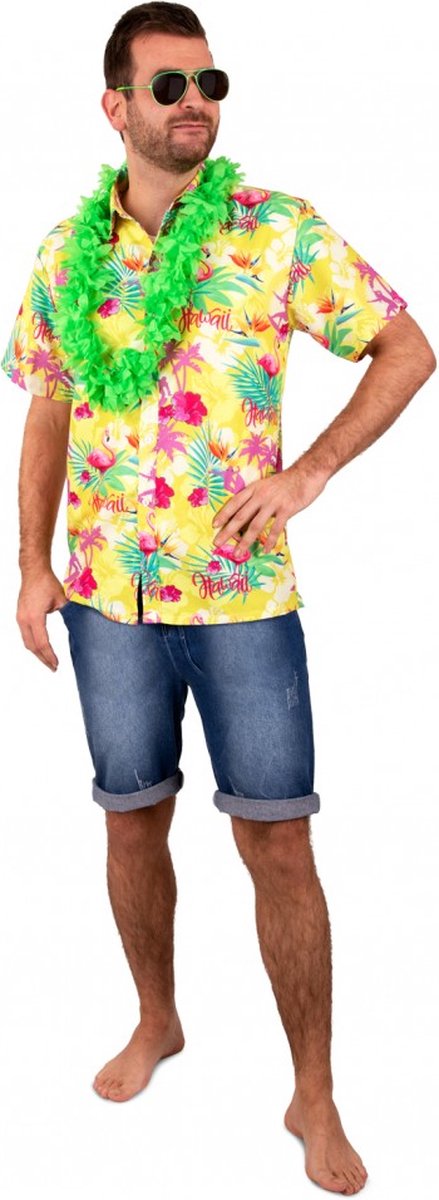 Hawaii blouse geel met print | Maat XL