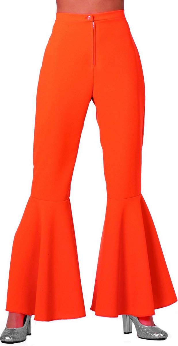 Hippie dames broek bi-Stretch neon oranje Maat 36