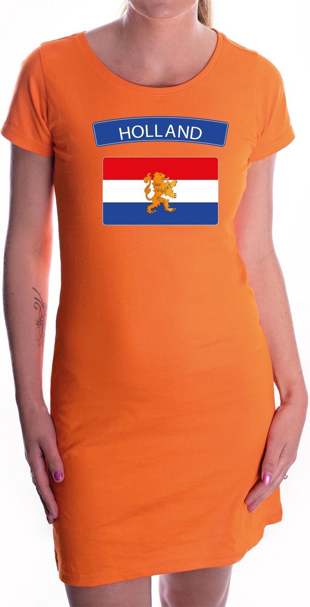 Holland / Oranje jurkje met Nederlandse vlag voor dames - EK / WK / Konginsdag / Oranje kleding M