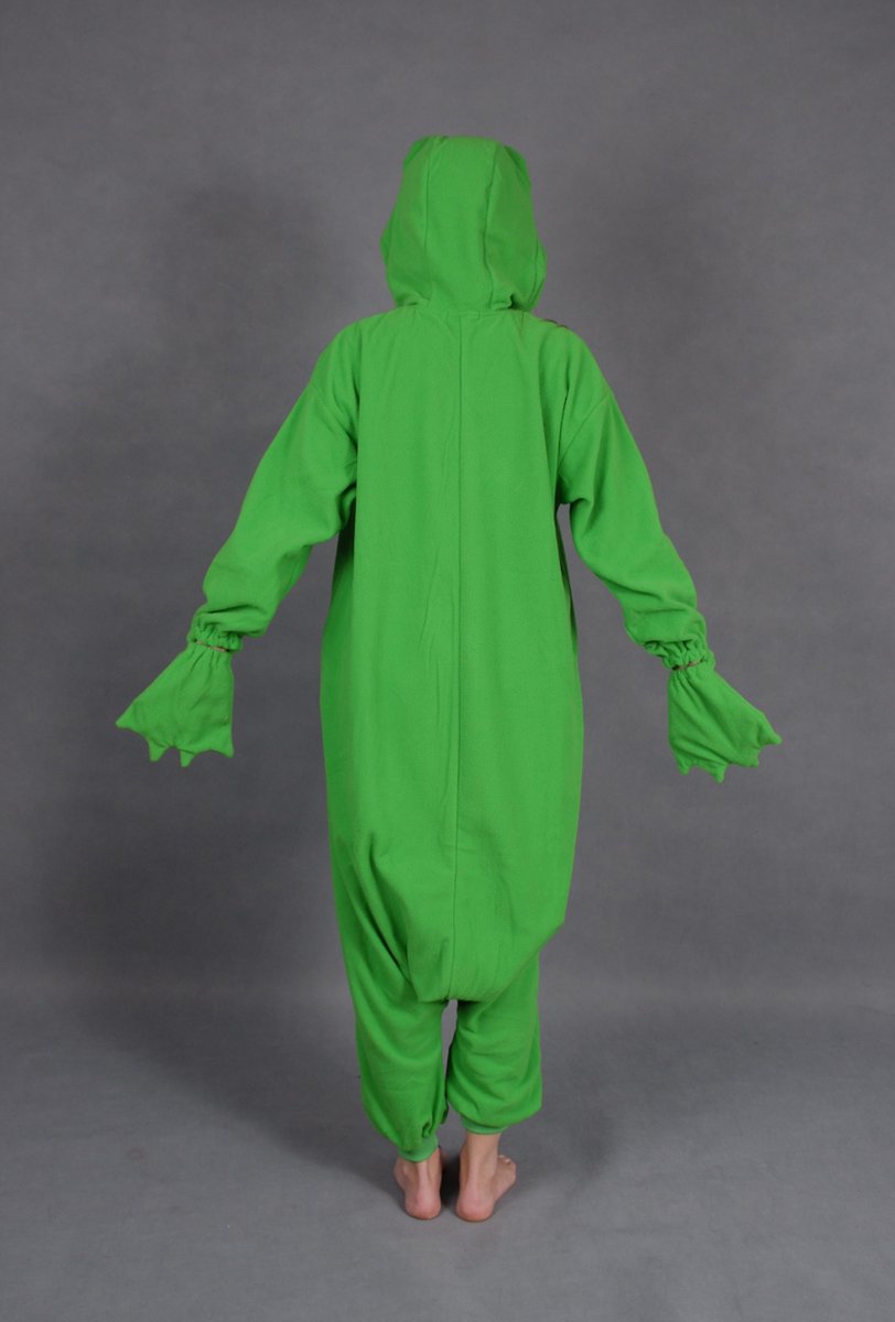 KIMU Onesie kikker pak kostuum groen - maat XS-S - kikkerpak jumpsuit pyjama