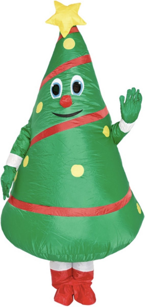 KIMU® Opblaasbaar kerstboom kostuum - opblaaspak kerst boom kerstmis pak - opblaasbare mascotte