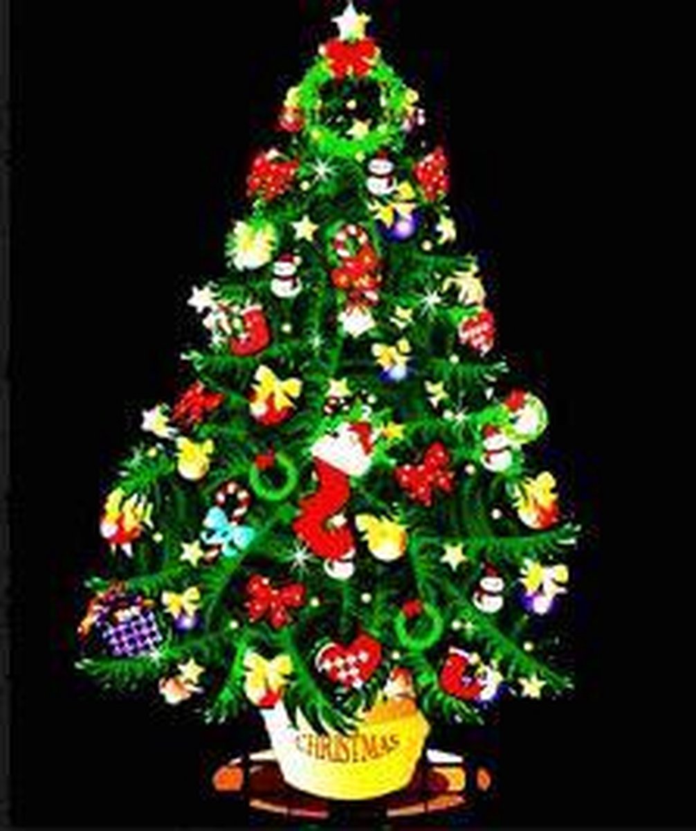 LED Shirt Lange Mouw - Zwart - Kerstboom - Maat XS