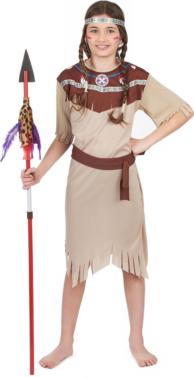LUCIDA - Beige Indianen kostuum voor meisjes - L 128/140 (10-12 jaar)