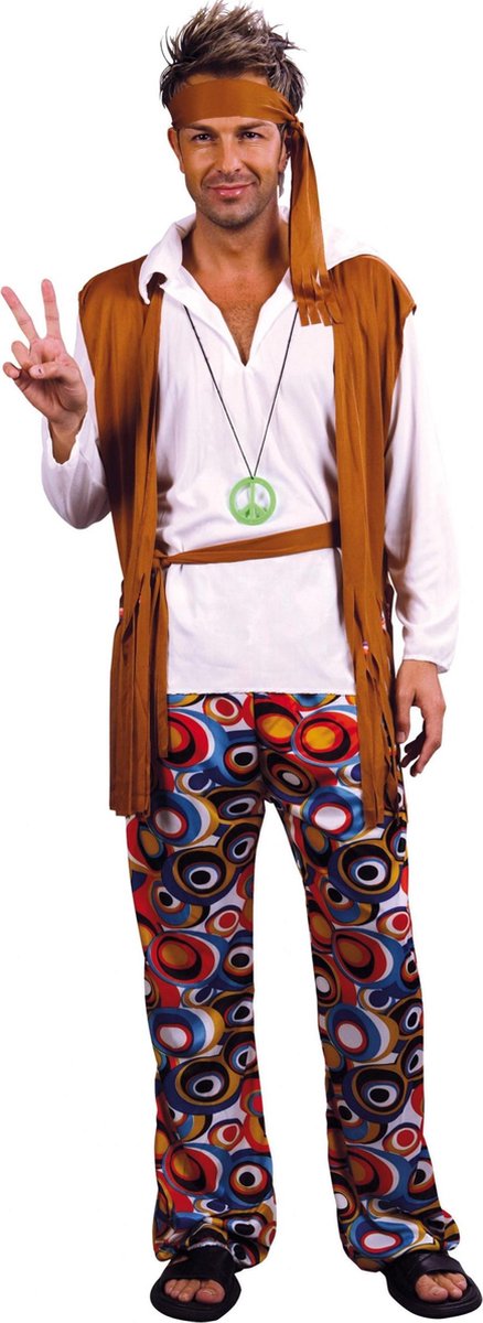 LUCIDA - Klassiek hippie kostuum voor mannen - Grote Maten - XXL - Volwassenen kostuums