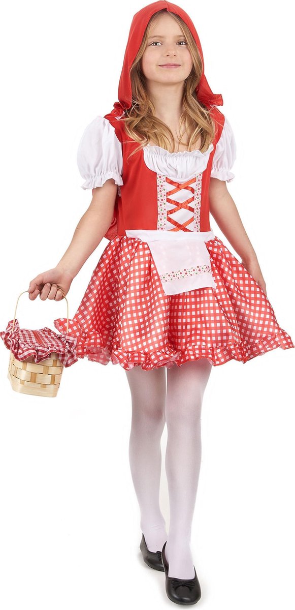 LUCIDA - Roodkapje sprookjes outfit voor meisjes - M 122/128 (7-9 jaar)