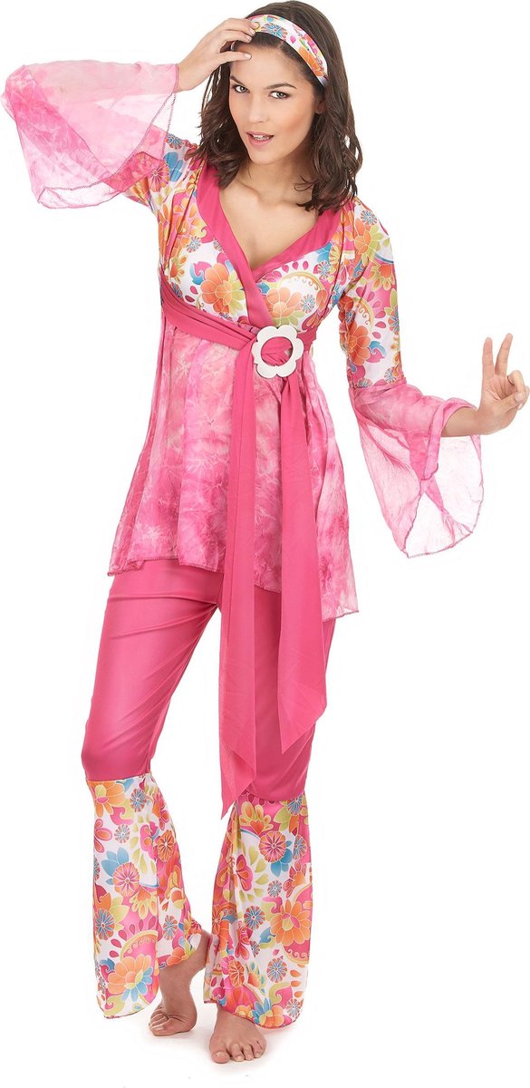 LUCIDA - Roze hippiekostuum voor dames - XL