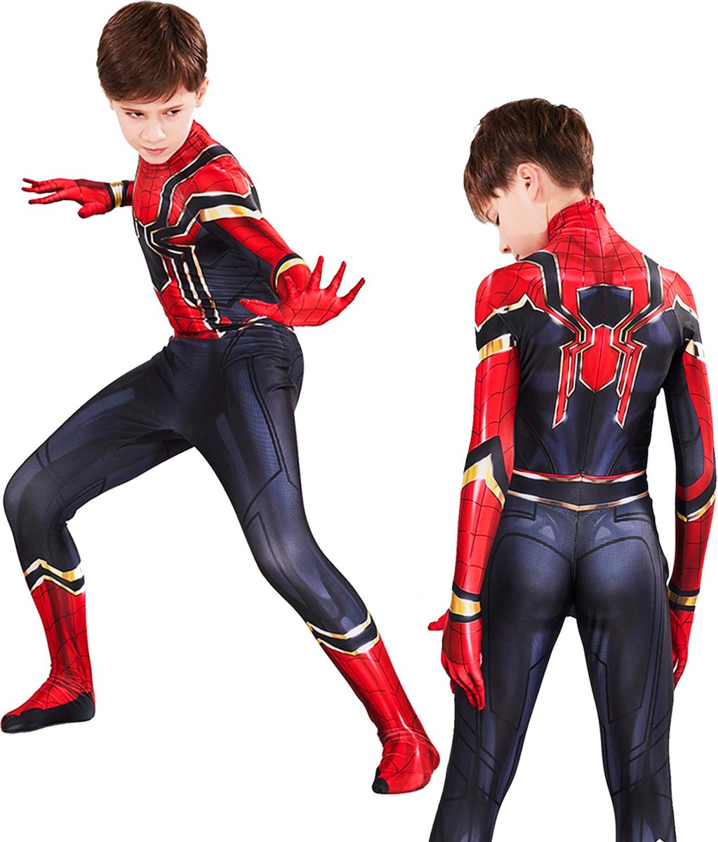 Lifect® Spiderman Verkleedpak Kind - Maat L - 120 - 130 CM - Spiderman Pak - Spiderman Masker - Verkleedpak Superheld - Halloween Kostuum Kind - Carnavalskleding