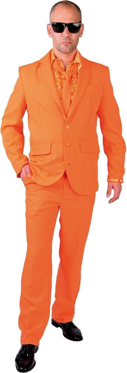 Magic By Freddy's - 100% NL & Oranje Kostuum - Cool Men In Orange - Man - oranje - Extra Small - Carnavalskleding - Verkleedkleding