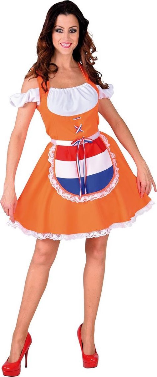 Magic By Freddy's - 100% NL & Oranje Kostuum - Oranje Boven Hollands Bier Is Beter Dirndl - Vrouw - oranje - Extra Small - Bierfeest - Verkleedkleding