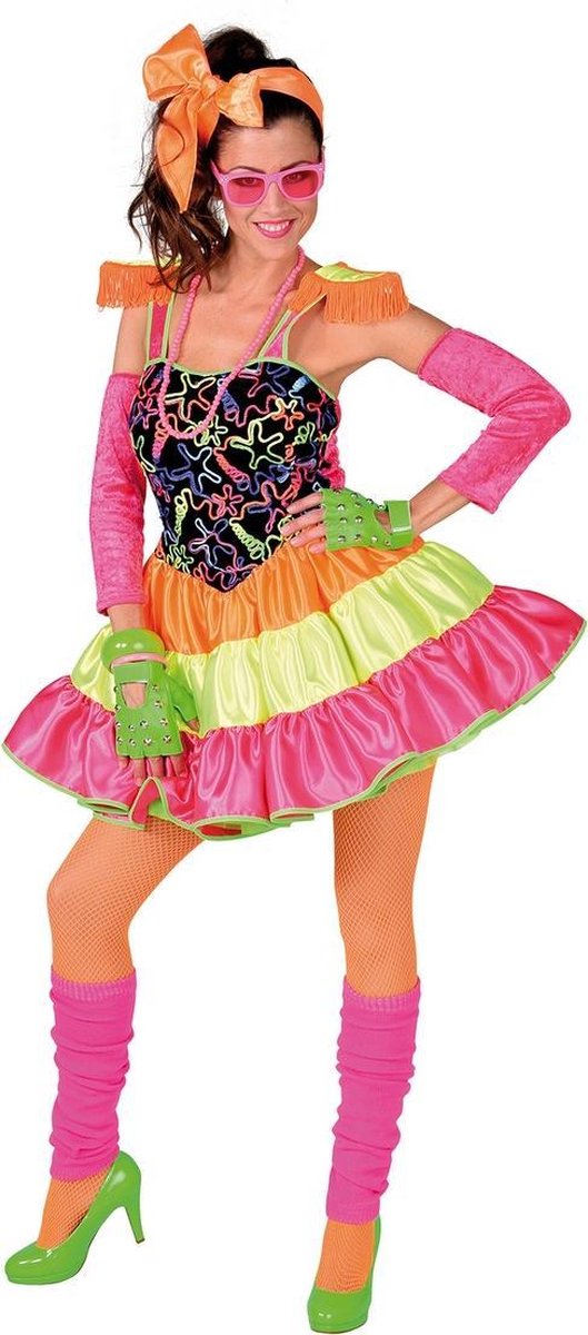 Magic By Freddy's - Rock & Roll Kostuum - Dolly Dot Jaren 80 Disco - Vrouw - multicolor - Small - Carnavalskleding - Verkleedkleding