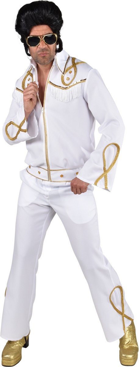 Magic By Freddy's - Rock & Roll Kostuum - Gouden Generatie Rock And Roll Elvis - Man - wit / beige - XL - Carnavalskleding - Verkleedkleding