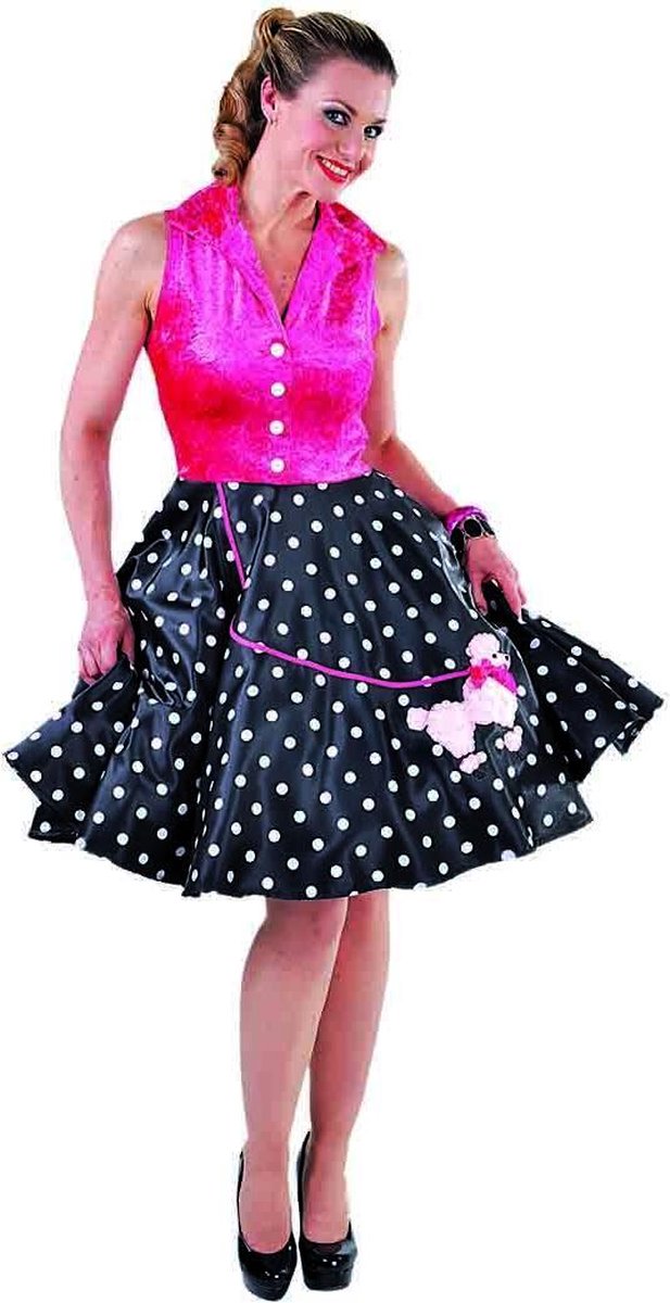 Magic By Freddy's - Rock & Roll Kostuum - Rock n Roll Poedel - Vrouw - roze,zwart - Medium - Carnavalskleding - Verkleedkleding