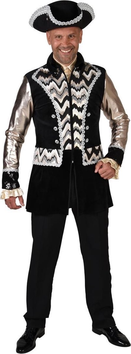 Magic By Freddy's - Spaans & Mexicaans Kostuum - Manolo Mexicaanse Mariachi Muzikant Jas - zwart,goud,zilver - Medium - Carnavalskleding - Verkleedkleding
