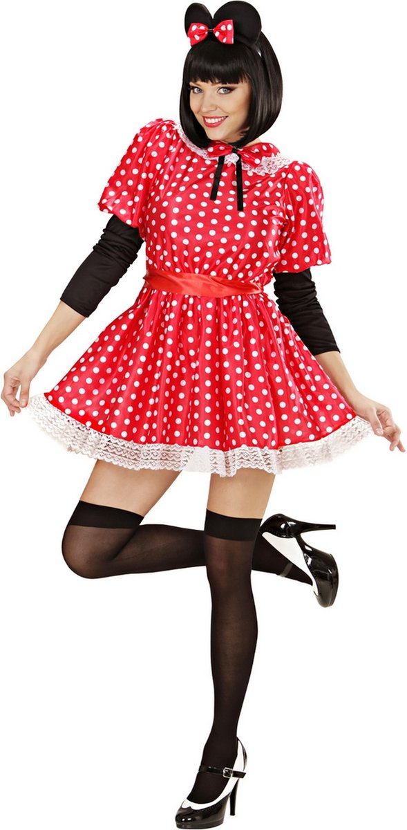 Mickey & Minnie Mouse Kostuum | Vijftiger Jaren Muis Kostuum Vrouw | Medium | Carnaval kostuum | Verkleedkleding